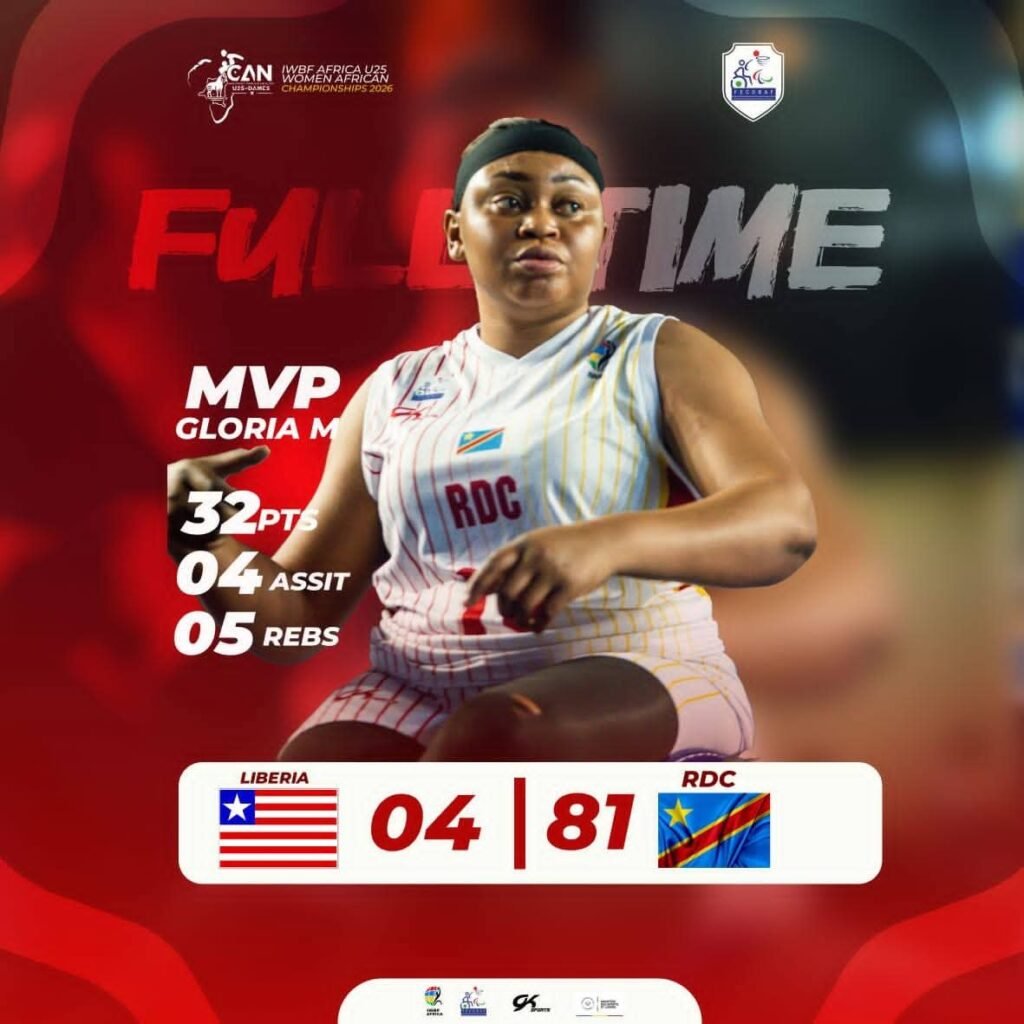 Basketball sur fauteuil/CAN dames U25,Kinshasa 2026:Les léopards de la RDC enchaînent avec une deuxième victoire de suite.