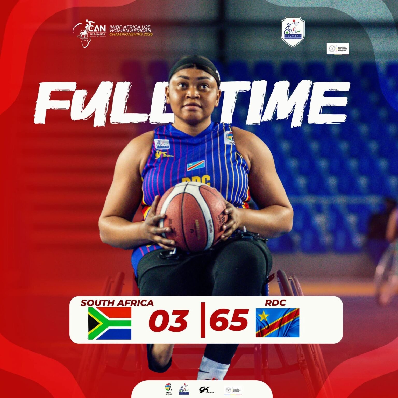 Basketball sur fauteuil/CAN U25 Kinshasa 2026:La RDC enregistre une troisième victoire de suite,et se qualifie pour les demi finales.