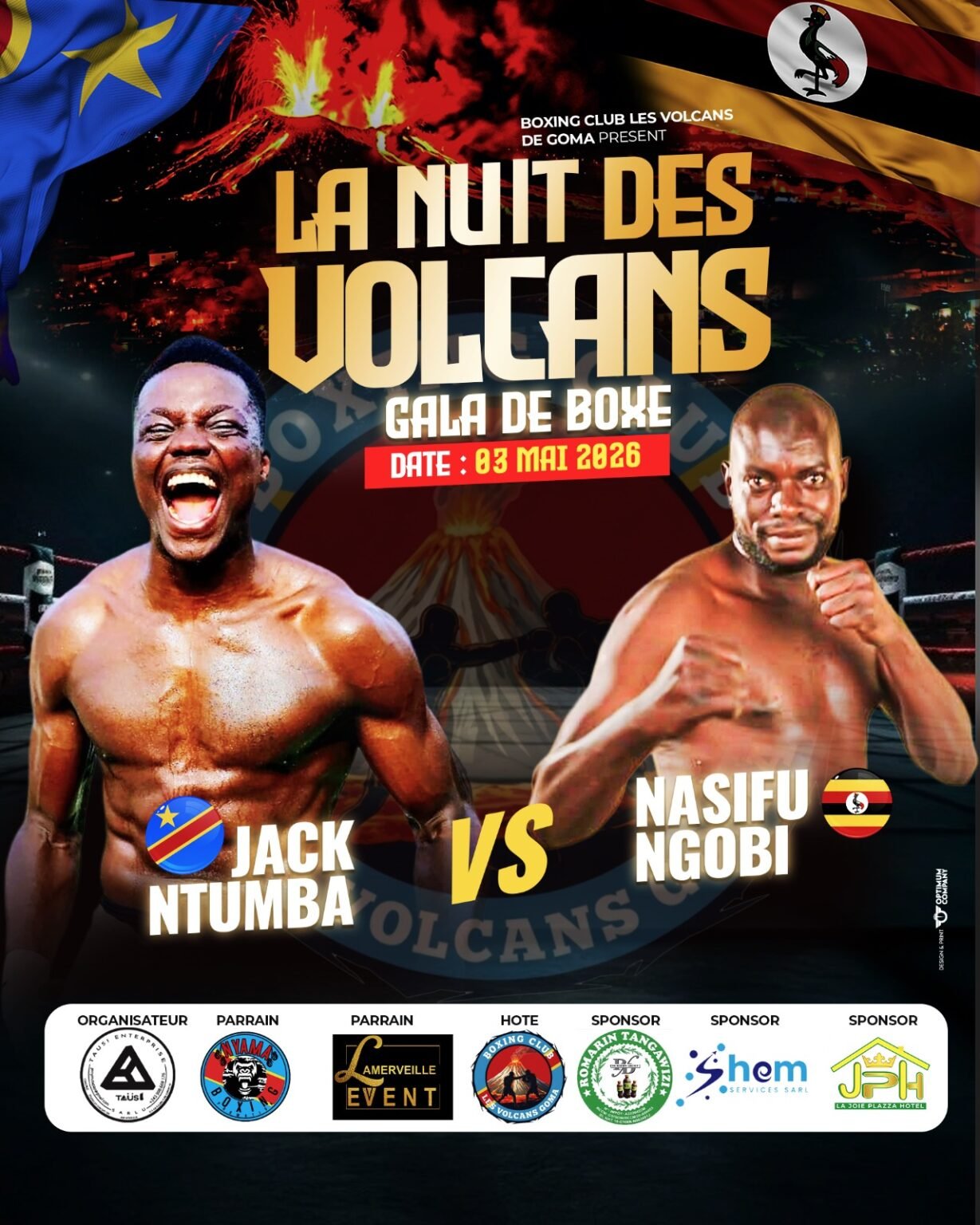 Boxe :Jacques Ntumba à l’affiche du combat vedette lors du gala nuit des volcans à Goma.