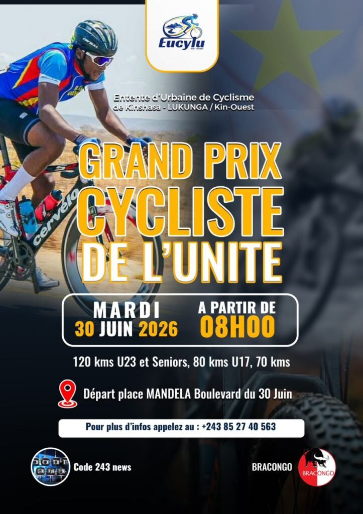 Cyclisme:Dans le cadre des festivités de l’indépendance,l’Entente Lukunga/Kin-Ouest organise GP Cycliste de l’Unité le 30 juin. Cyclisme:Dans le cadre des festivités de l’indépendance,l'Entente Lukunga/Kin-Ouest organise GP Cycliste de l’Unité le 30 juin.