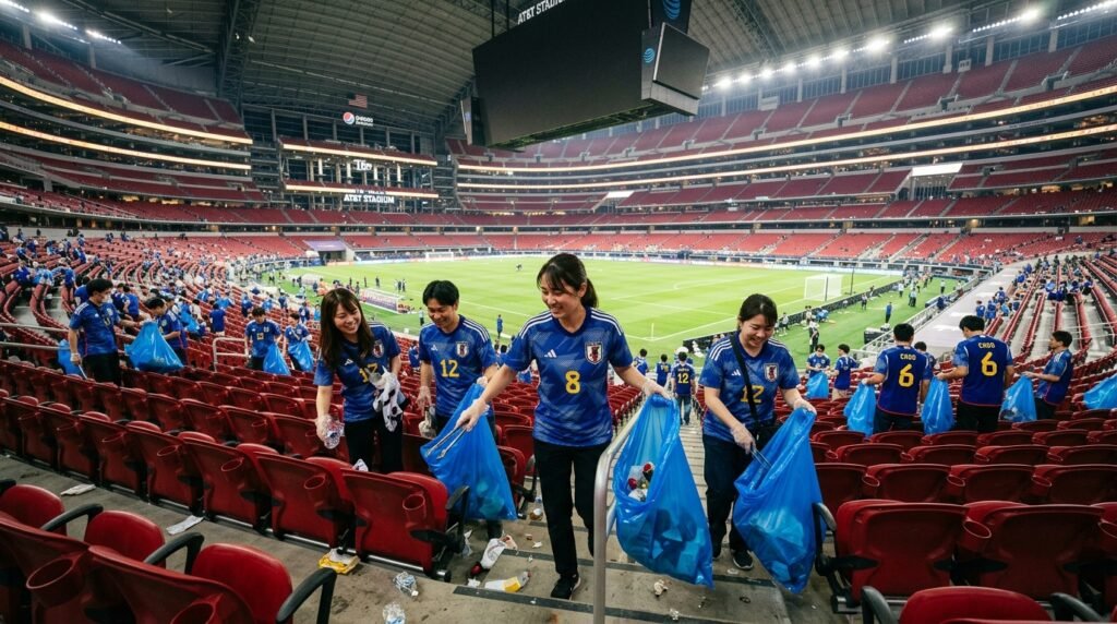 Coupe du Monde 2026 : les supporters japonais nettoient les tribunes après Pays-Bas-Japon, une tradition exemplaire